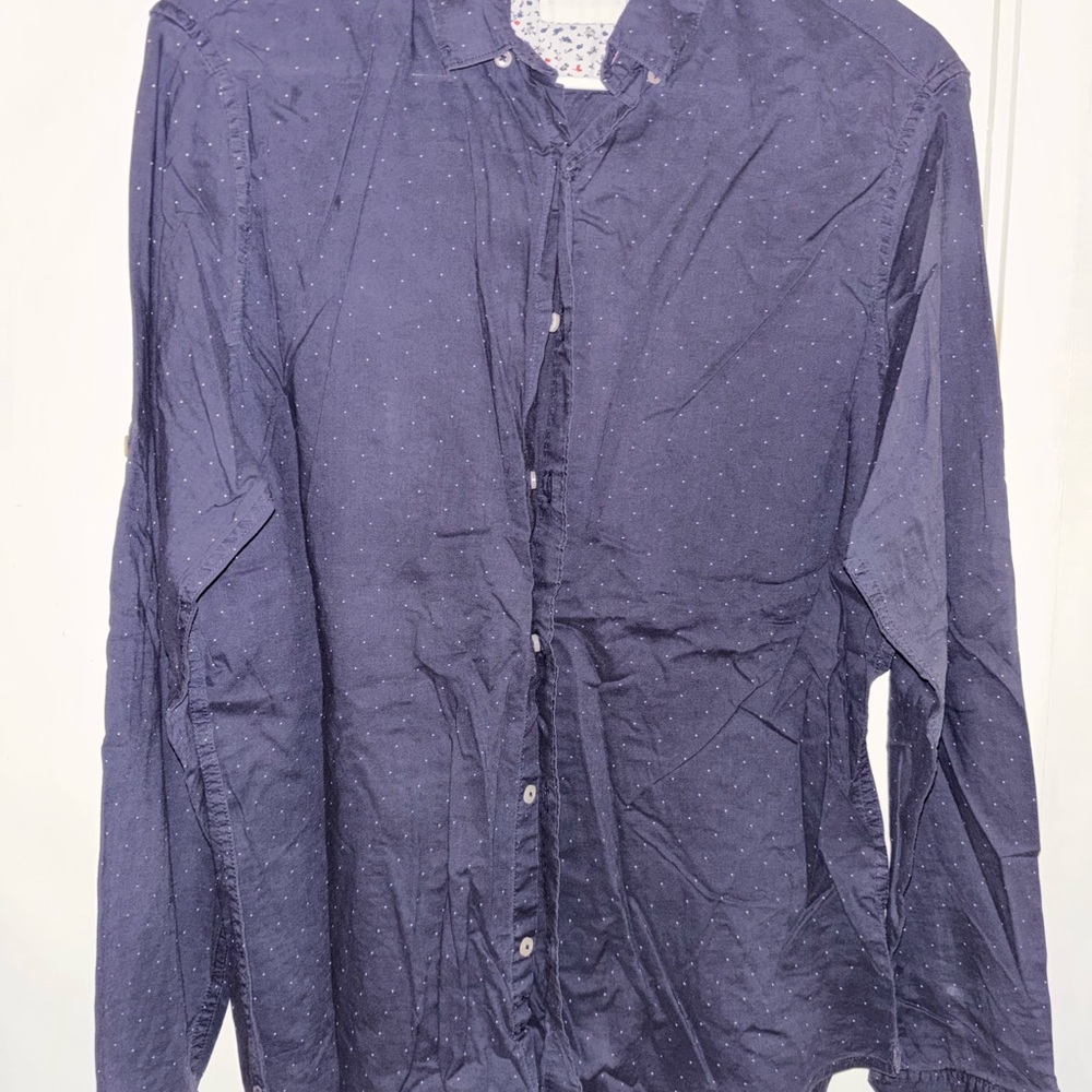 Casual Blue Button Down Shirt with Pointed Collar